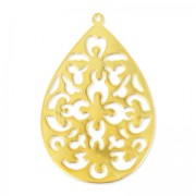 Pendentif goutte ajourée 37 mm doré satiné HQ x1