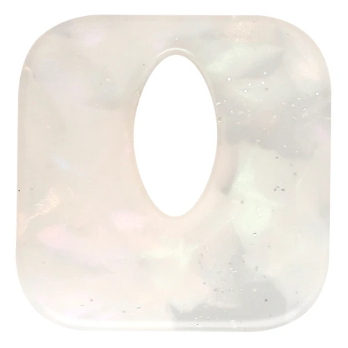 Pendentif carré évidé 21 mm en acétate - Marbré Transparent - Blanc nacré pailleté