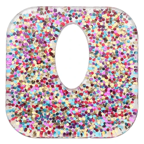 Pendentif carré évidé 21 mm en acrylique - Pailleté multicolore x1