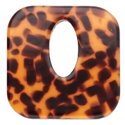 Pendentif carré évidé 21 mm en acétate - Terrazzo Marron - Noir x1