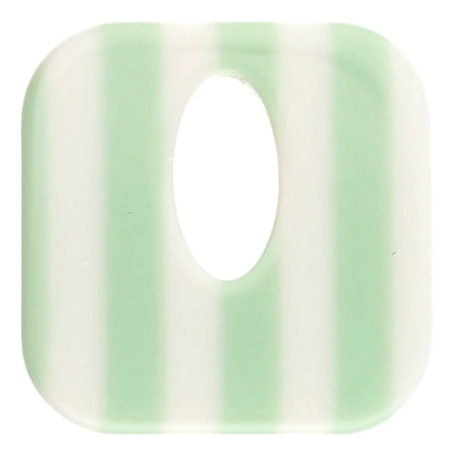 Pendentif carré évidé 21 mm en acétate - Rayés Vert clair - Ecru x1