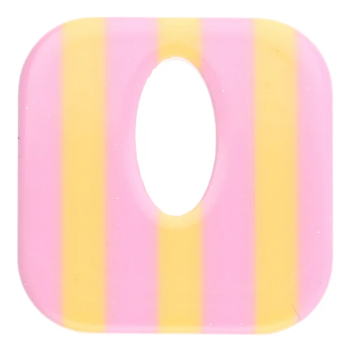Pendentif carré évidé 21 mm en acétate - Rayés Rose clair - Jaune x1