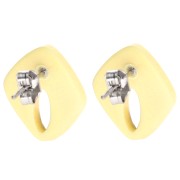 Clous d'oreilles losange évidé 16x14 mm acétate opaque - Vanille x2