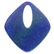 Pendentif losange évidé 28x25 mm en acrylique - Marbré Bleu nuit pailleté x1
