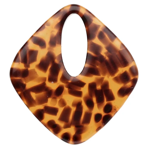 Pendentif losange évidé 28x25 mm en acétate - Terrazzo Marron - Noir x1