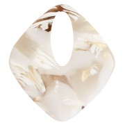 Pendentif losange évidé 28x25 mm en acétate - Marbré Ivoire - Beige foncé x1