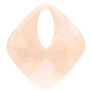Pendentif losange évidé 28x25 mm en acétate - Marbré Pêche clair nacré pailleté x1