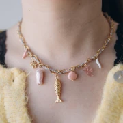 Mes bijoux DIY - Kit collier charms en acier inoxydable & cordon - Version Rose