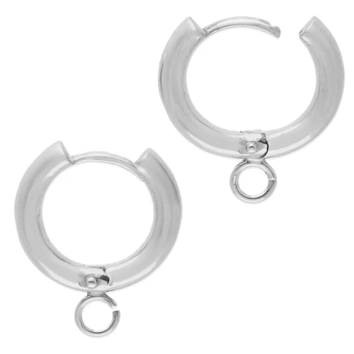 Dormeuses créoles rondes avec anneau ouvert 14 mm - Argent 925 x2