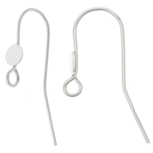 Crochet d'oreilles 20 mm et disque pour cabochon 5 mm en Argent 925 x2