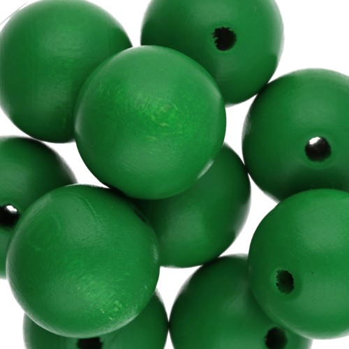 Perles ronde en bois 20 mm - Vert Foncé x5