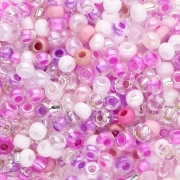 Perles rocailles Preciosa 8/0 3 mm - Mix Rose - Blanc x20g