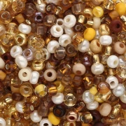 Perles rocailles Preciosa  8/0 3 mm - Mix Topaz - Doré x20g