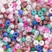 Perles rocailles Preciosa 8/0 3 mm - Mix Rose - Blanc - Bleu x20g