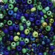 Perles rocailles Preciosa 8/0 3 mm - Mix Bleu - Vert x20g