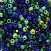 Perles rocailles Preciosa 8/0 3 mm - Mix Bleu - Vert x20g
