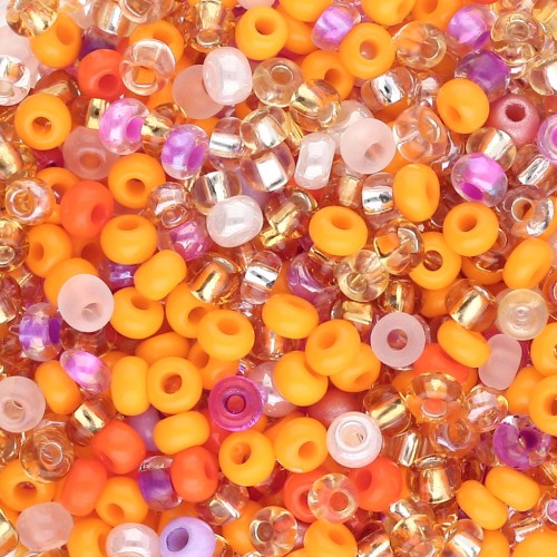Perles rocailles Preciosa  8/0 3 mm - Mix Orange - Rose x20g
