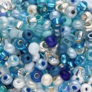 Perles rocailles Preciosa 6/0 4 mm - Mix Blanc Nacré - Multi Bleu x20g