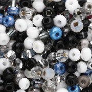 Perles rocailles Preciosa  6/0 4 mm - Mix Blanc - Gris - Noir x20g