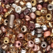 Perles rocailles Preciosa 6/0 4 mm - Mix Multi Marron - Argenté x20g