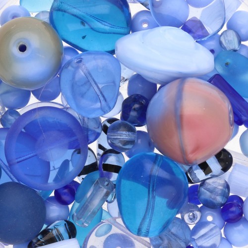Assortiment de perles de bohème - Mix Blue 1 x50g