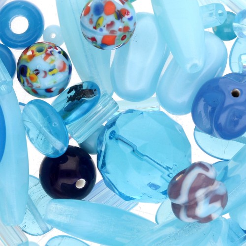 Assortiment de perles de bohème - Mix Light Blue x50g