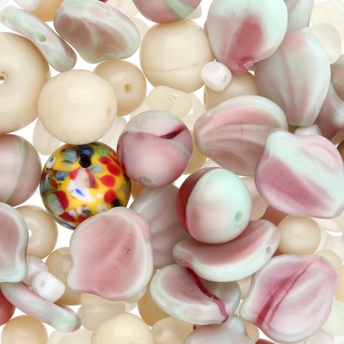Assortiment de perles de bohème - Mix Pink - Mint x50g
