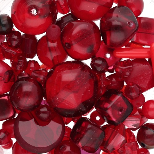 Assortiment de perles de bohème - Mix Red x50g