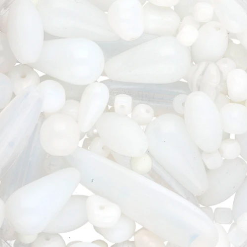 Assortiment de perles de bohème - Mix White x50g