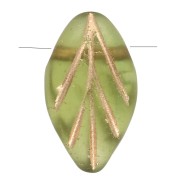 Perles en verre feuille 11x7 mm - Olivine Mat - Doré x10