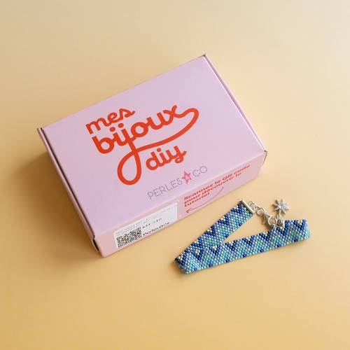 Mes bijoux DIY - Kit bracelet Miyuki en peyote pair - Bleu - Argenté