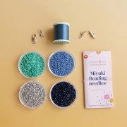 Mes bijoux DIY - Kit bracelet Miyuki en peyote pair - Bleu - Argenté