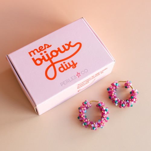 Mes bijoux DIY - Kit créoles fleurs en perles toupies