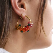Mes bijoux DIY - Kit créoles fleurs en perles toupies version Orange