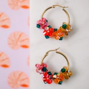 Mes bijoux DIY - Kit créoles fleurs en perles toupies version Orange