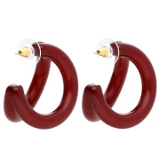 Créoles double fil 35.5 mm en résine - Bordeaux x2
