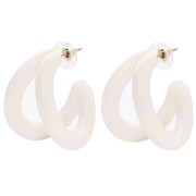 Créoles double fil 35.5 mm en résine - Ecru x2|raw }}