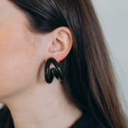 Créoles double fil 35.5 mm en résine - Vert foncé x2