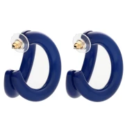 Créoles double fil 35.5 mm en résine - Bleu foncé x2