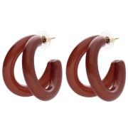 Créoles double fil 35.5 mm en résine - Marron x2