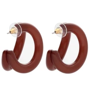Créoles double fil 35.5 mm en résine - Marron x2