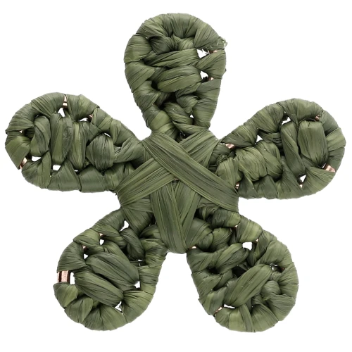 Pendentif fleur 31 mm en raphia - Kaki x1
