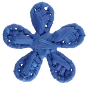 Pendentif fleur 31 mm en raphia - Bleu Royal x1