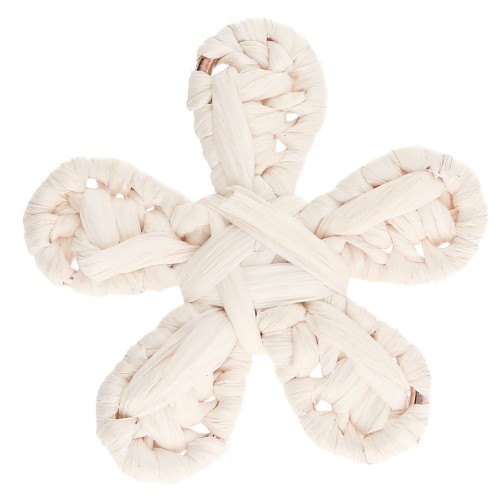 Pendentif fleur 31 mm en raphia - Ecru x1