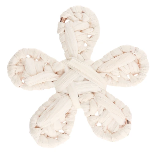 Pendentif fleur 31 mm en raphia - Ecru x1