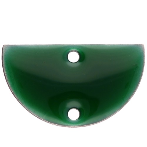 Intercalaires en métal - demi-lune 2 trous résine époxy 10x17 mm Vert sapin x6