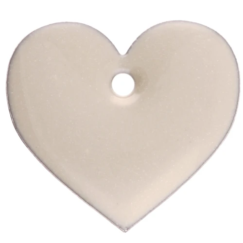 Sequins coeurs en métal et résine époxy 12x13 mm - Crème x6
