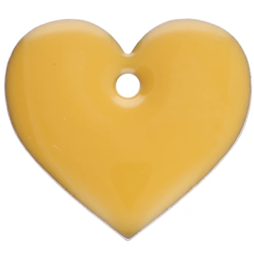 Sequins coeurs en métal et résine époxy 12x13 mm - Jaune x6