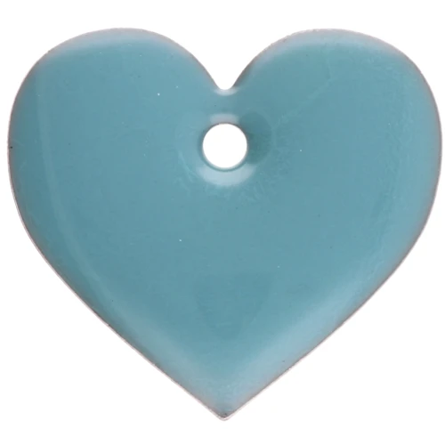 Sequins coeurs en métal et résine époxy 12x13 mm - Bleu clair x6