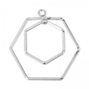 Pendentif hexagones articulés 30 mm rhodié HQ x1